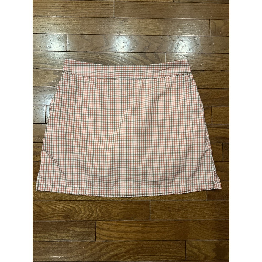 adidas Golf Skort Womens Size 2 Pink White Gingham Plaid Built In Shorts